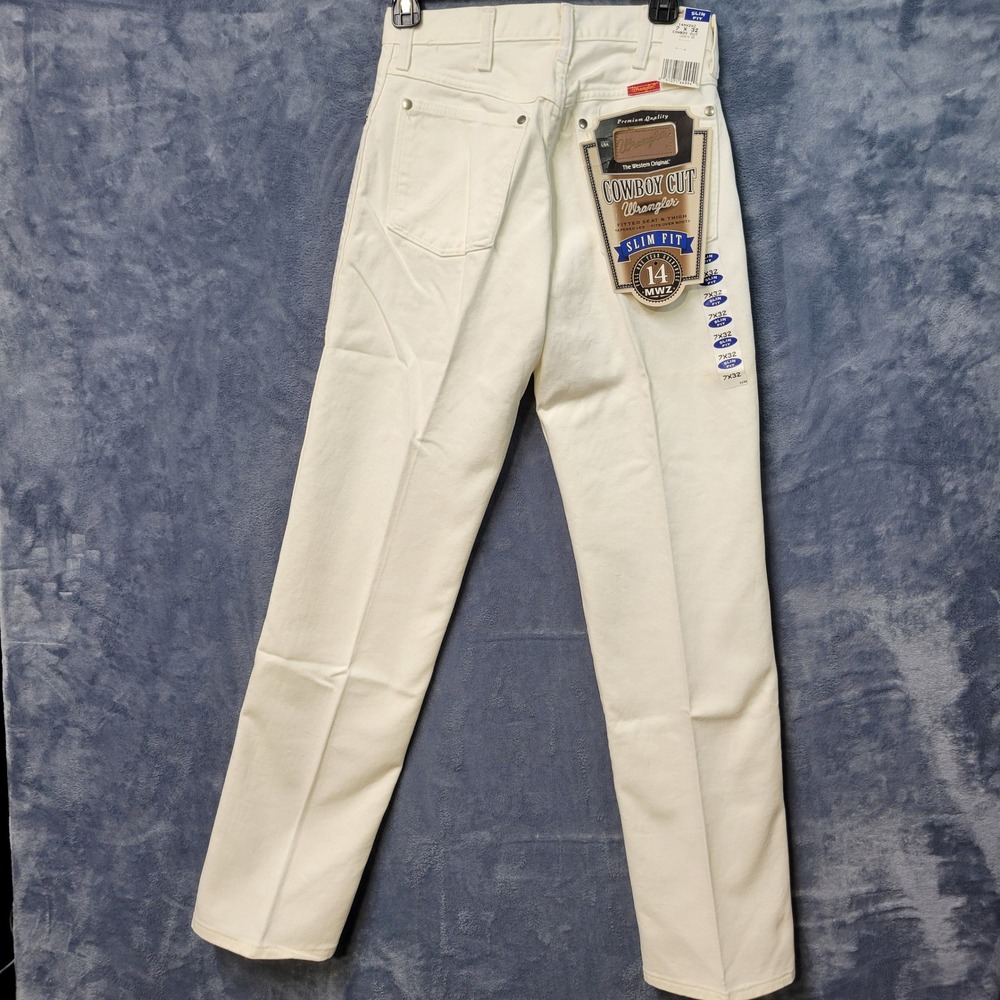 Wrangler Cowboy Cut Slim Fit‎ White Jeans Mens Size 7x32 NWT Western Wear USA